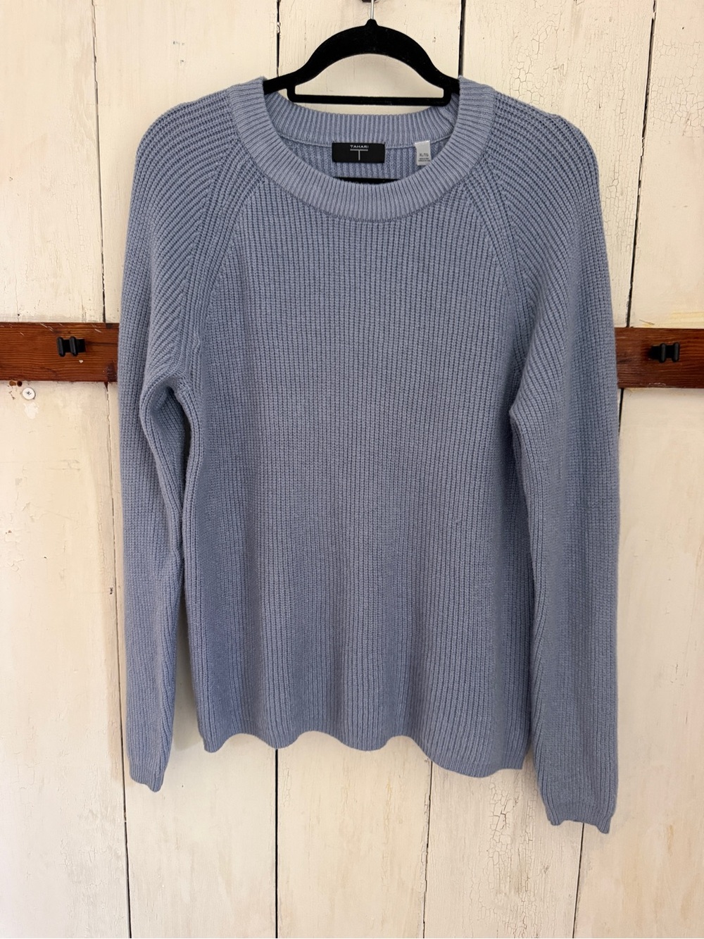 Tahari Light Blue Ribbed Crewneck Sweater